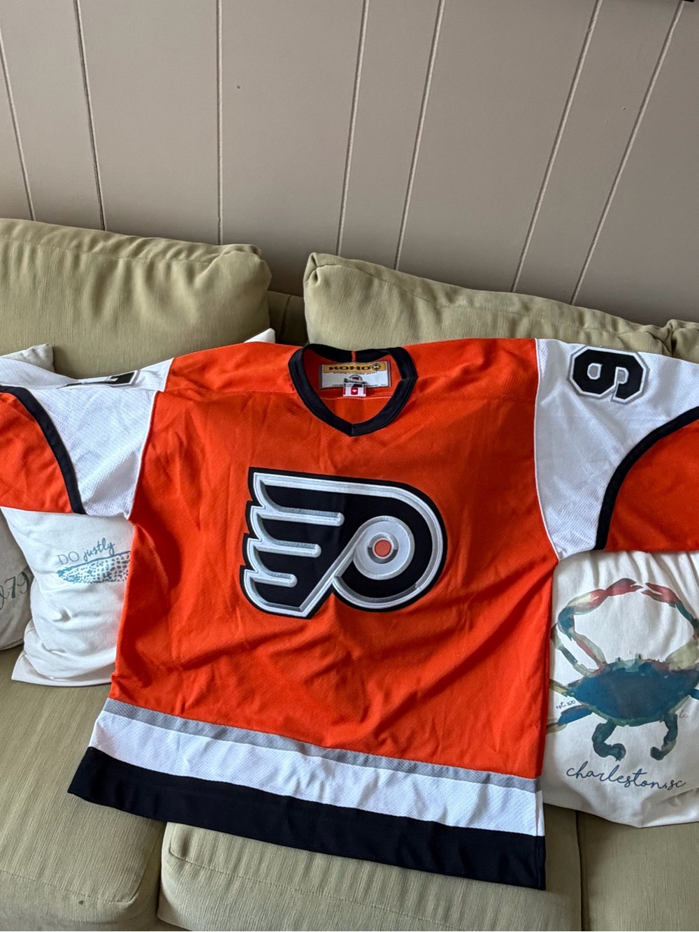 Vintage Jeremy Roenick #97 Philadelphia Flyers KOHO NHL Jersey Orange Large